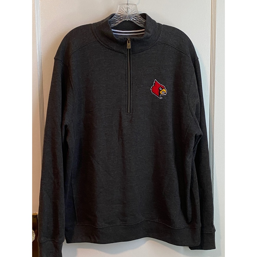 League 91 Louisville Cardinals Quarter Zip Pullover Heather Onyx ML530 Large NWT